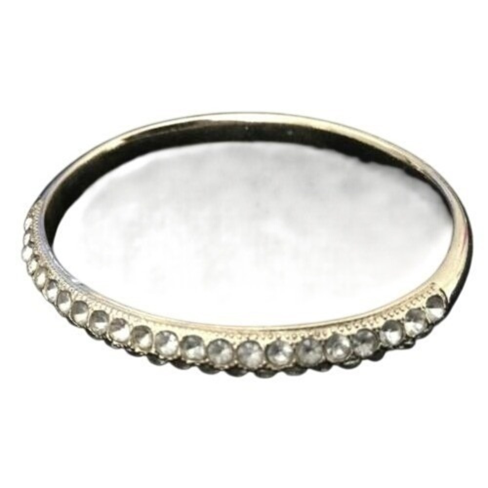 Sparkling Gold Plated Bangle Bracelet with Clear‎ Rhinestone Accent 7mm Wide*8"